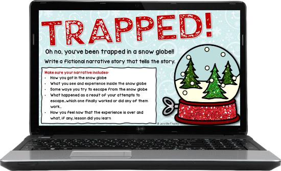 FREE Trapped in a Snow Globe winter writing activity! Digital and printable versions!