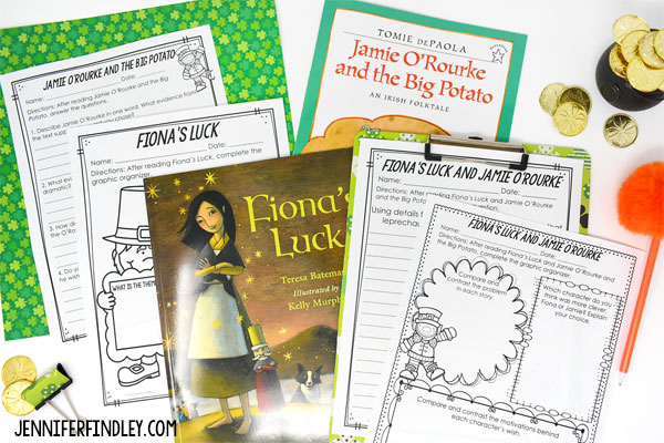 St. Patrick's Day read alouds for 4th and 5th graders with free reading activities and printables!