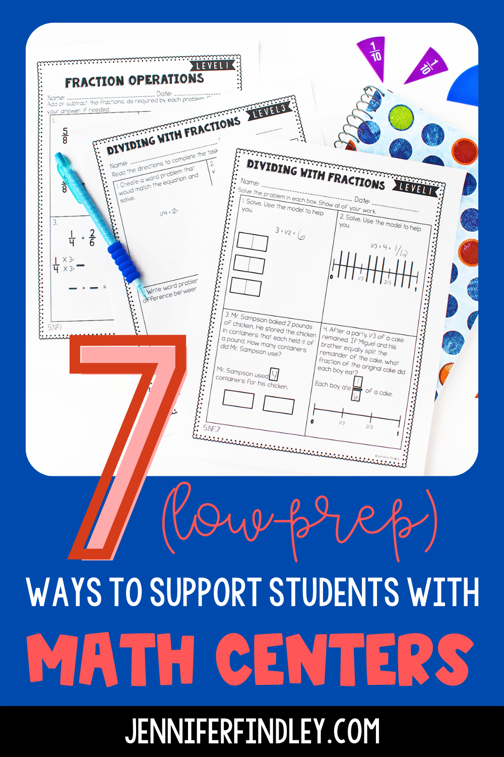 Supporting students with math centers is one of the keys to success with guided math. Read why I don’t differentiate all my math centers and learn the 7 ways that I support all of my students to be successful with 5th grade math centers. 