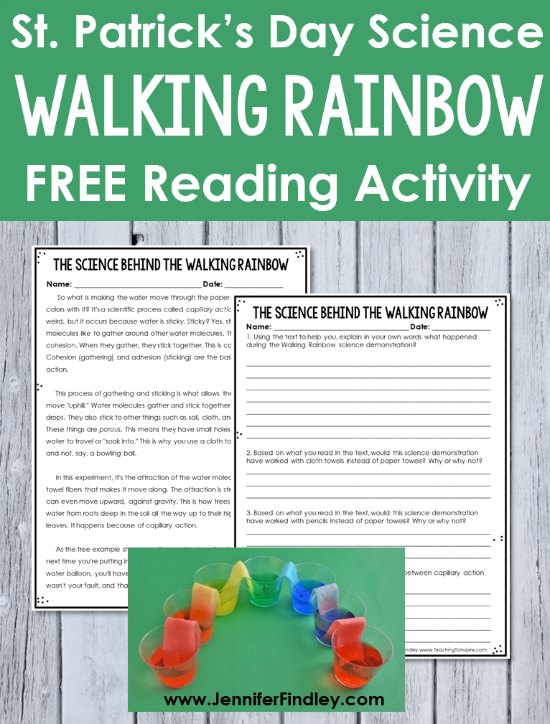 The Walking Rainbow demonstration is a perfect St. Patrick's Day science activity. Get all the details including a free reading passage on this post.