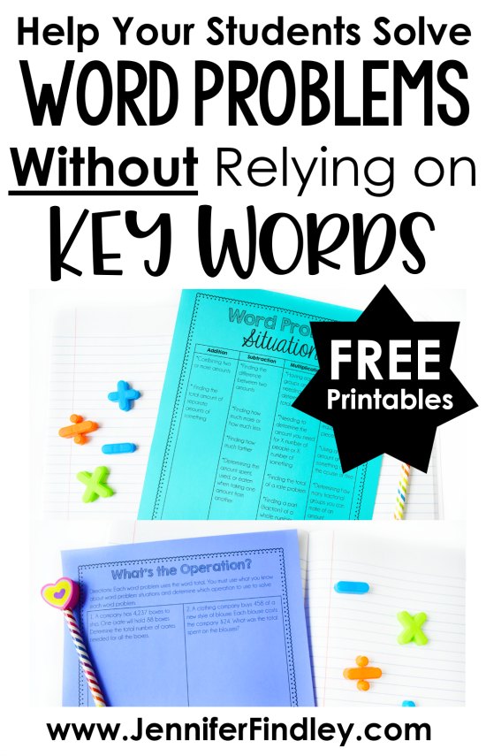 Help your students master word problems (without using key words) with this lesson idea and free printables that teach students to understand word problems conceptually.