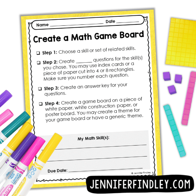 Having your students create and design their own board games is the perfect end of year activity. Get the details, grab freebies, and read more end of the year math activities and ideas on this post.