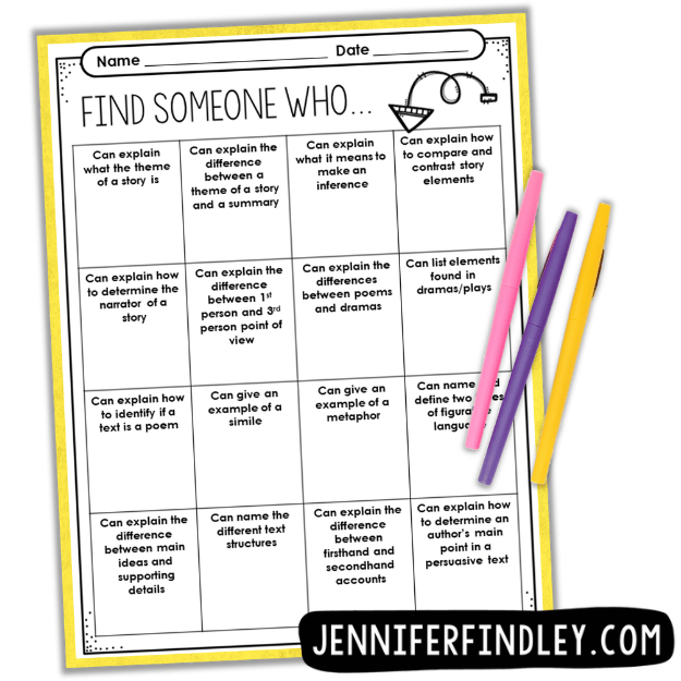 FREE Find Someone Who Reading Review! Get your students up and moving to keep them engaged and learning those last weeks of school. This free end of the year activity is simple to prep and execute. Grab it for free and read more ideas for end of the year activities on this post.