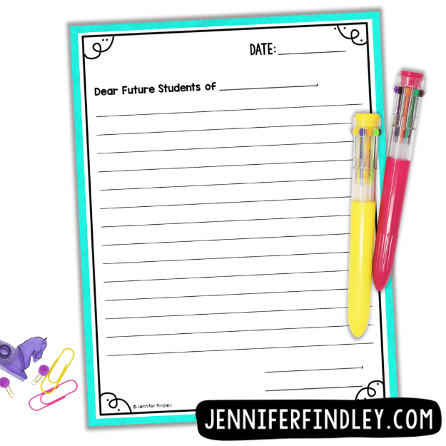 FREE template to have your students write a letter to your future students. The blog post also shares other end of year literacy activities for upper elementary.