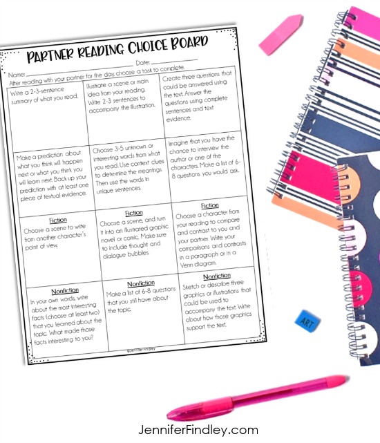 Partner reading is one of my go-to end of the year literacy activities. Grab a free partner reading choice board and read more end of the year literacy ideas on this post.