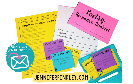FREE poetry response task cards and a response booklet on this post.