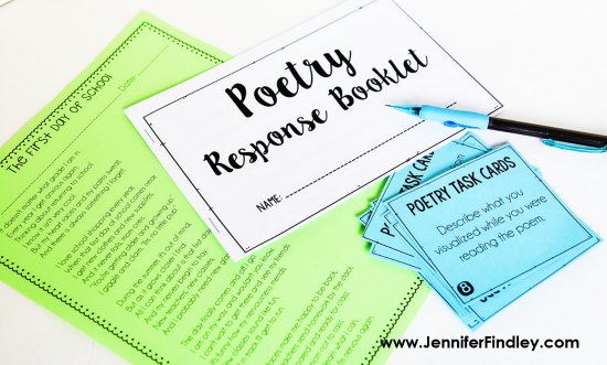 FREE poetry response task cards and a response booklet on this post.