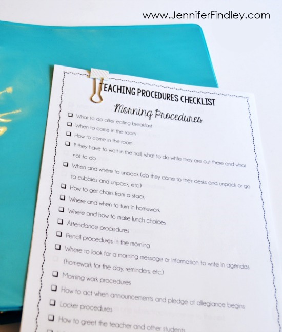 Teaching procedures is so important! This procedure list (free to email subscribers – click to read the post for more information) is a great way to stay organized and ensure you teach all the necessary procedures to your students.