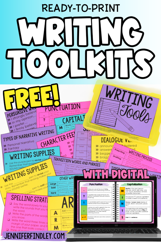 FREE writing toolkits to use in interactive writing notebooks or as a digital reference.