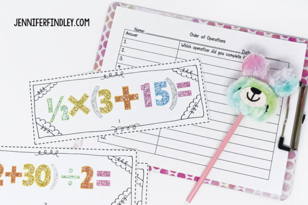 FREE spring math center for order of operations on this post. Check out the post for more spring activities for upper elementary!