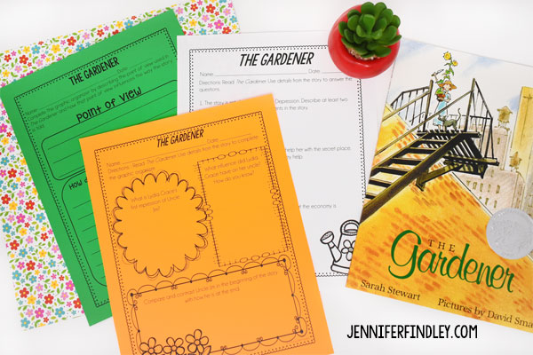 The Gardener is perfect for teaching point of view and its influence on how a story is told, characterization, and setting. Grab several free printables and read more details on this post.