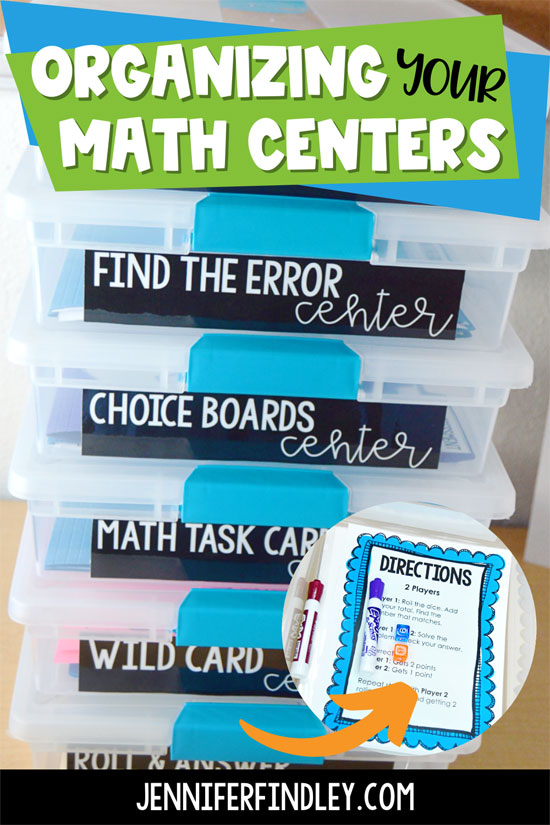 Lots of tips for organizing math centers for daily/weekly use and for future use. Affordable options also included!