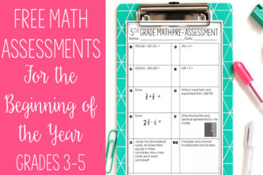 FREE math pre-assessments for grades 3-5 to use at the beginning of the year to help group your students for math centers and give you an overall picture of their math levels.