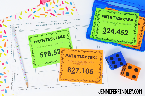 FREE math task cards to help you launch guided math centers in upper elementary!