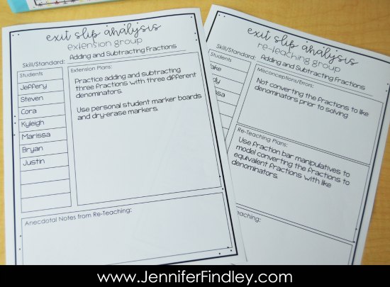 FREE forms and data keeping printables for using exit slips to drive your instruction.