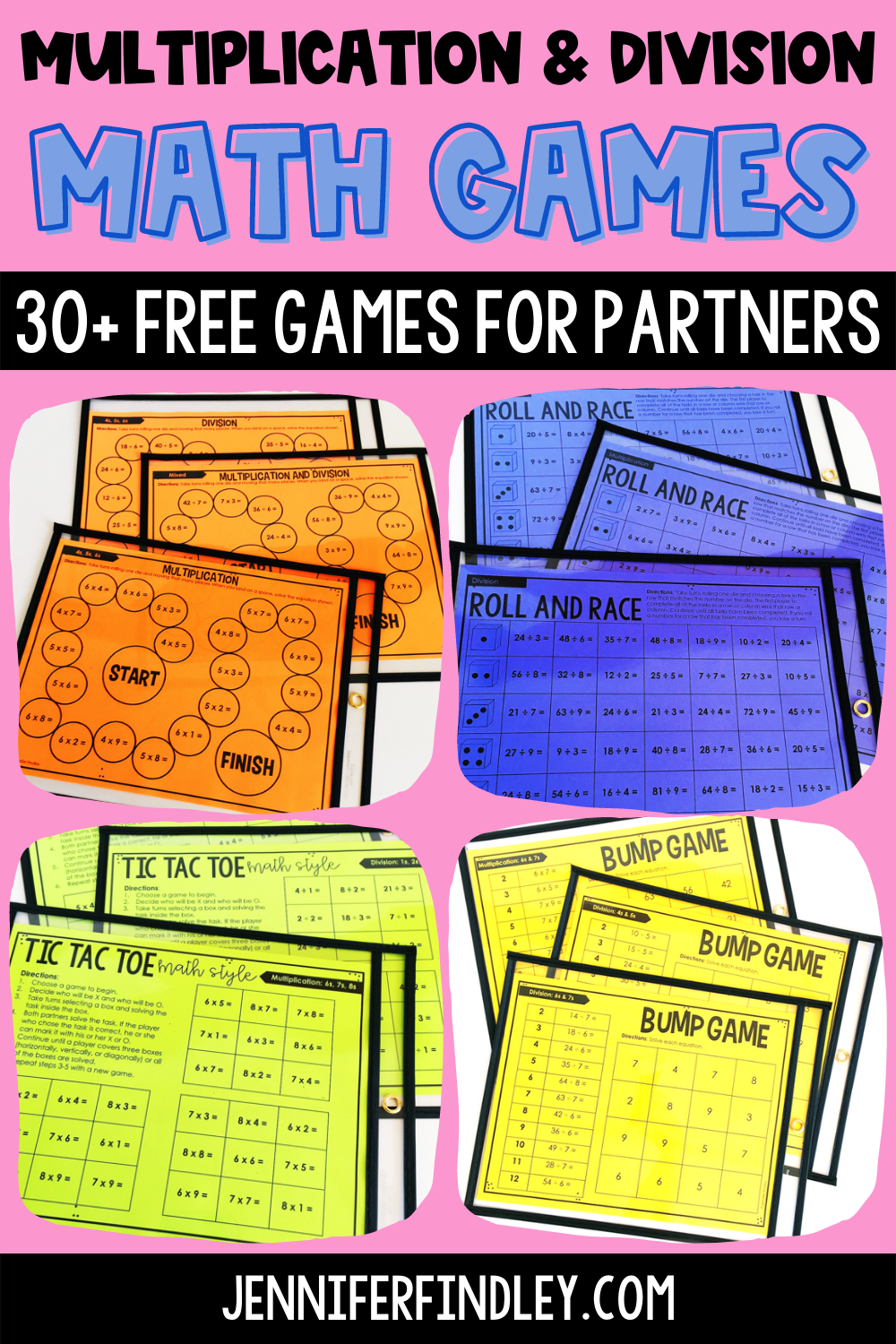 FREE Math Partner Games for Multiplication and Division Facts