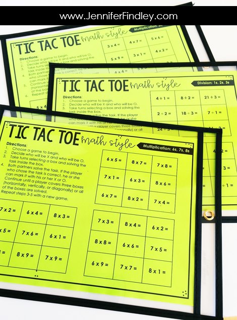 Free Math Partner Games For Multiplication And Division Facts