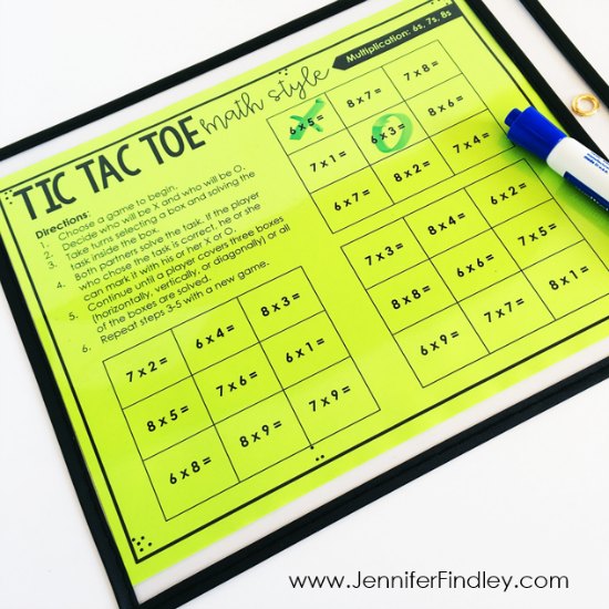 Printable & Digital Tic Tac Toe Math Games for Addition Fact Fluency Practice