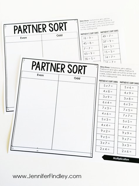 free math partner games for multiplication and division facts