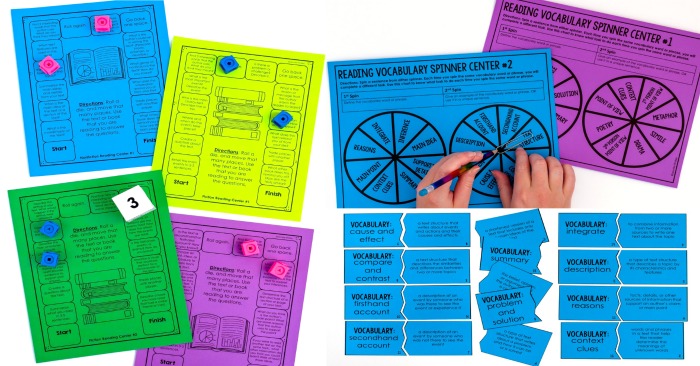 This post shares three types of reading games and centers that 4th and 5th graders will love. Also, sign up for the email list to get EIGHT free reading games featured in the post.