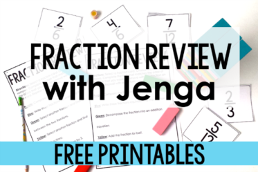 Want to review fractions in an engaging way? Click through to read about and download a FREE fraction game using Jenga blocks.