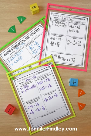 Adding and subtracting fractions and mixed numbers can be tricky for students. Download these FREE fraction mats to help your students organize and remember the steps to take when solving addition and subtraction fraction equations.