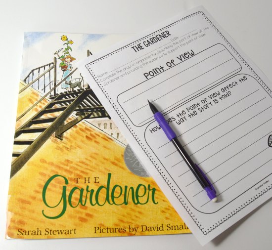 The Gardener is perfect for teaching point of view and its influence on how a story is told, characterization, and setting. Grab several free printables and read more details on this post.