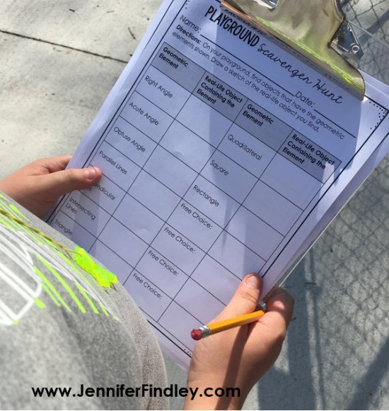 FREE Geometry Scavenger Hunt Printables. Click through to read more outdoor learning activities for grades 3-5! 