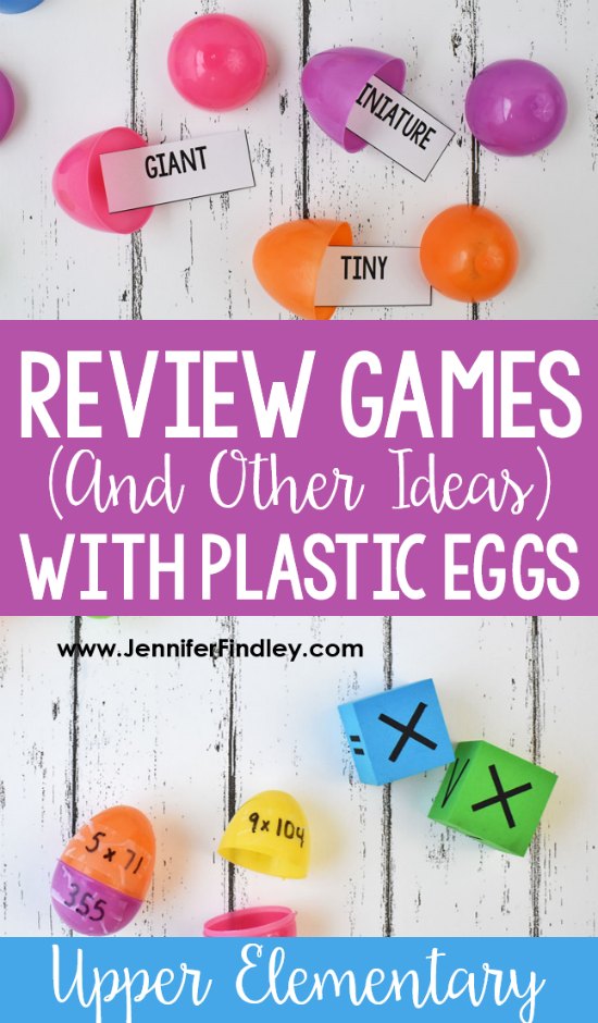 Using plastic eggs in the classroom is a fun break from the norm. Need some engaging ideas other than just for egg review hunts? This post shares several review games just for plastic eggs...but they can be used all year long! Many of these ideas are perfect for test prep.