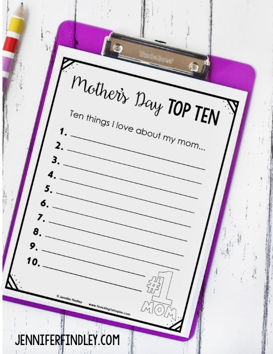 This FREE top list is a great and simple Mother’s Day gift idea.