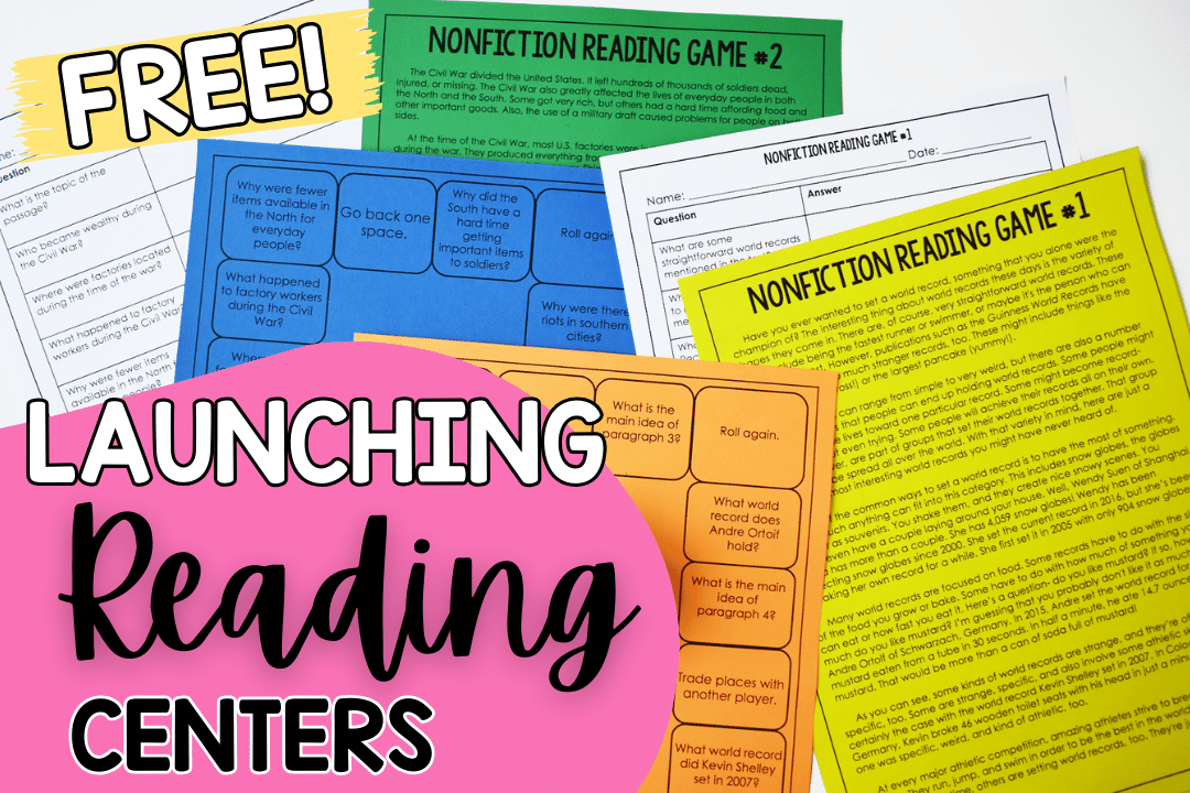 Free Reading Games and Activities for Launching Reading Centers