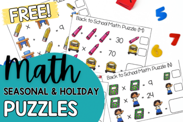 FREE Math Puzzles for the Entire Year! Challenge and engage your students with these engaging holiday and seasonal themed math puzzles!