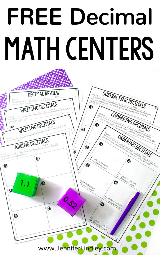 Need new decimal activities for independent practice or math centers? Check out this post for FREE low-prep printable decimal math centers.