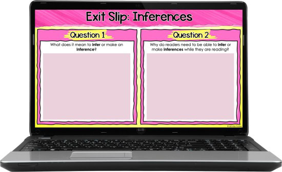 FREE digital reading exit slips! Assess your students during digital distance learning with this free set of digital exit slips for assessing reading skill concept understanding.