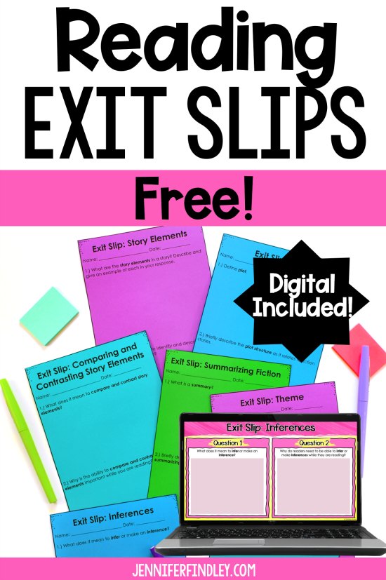Reading exit slips are a great way to quickly assess your students on the reading skills and standards you are teaching. Grab some free reading exit slips on this post and read more about how to use them. Digital reading exit slips included!