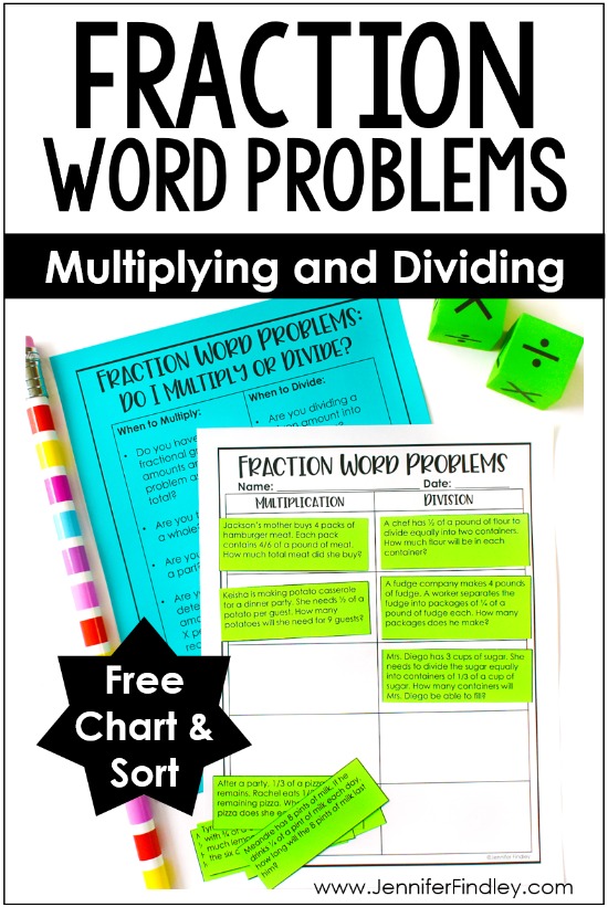 Fraction word problems can be tricky for students. This post shares an anchor chart and a free sort for multiplying and dividing fractions word problems.