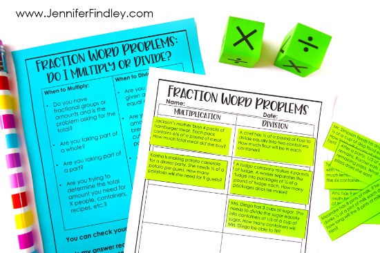 Fraction word problems can be tricky for students. This post shares an anchor chart and a free sort for multiplying and dividing fractions word problems.