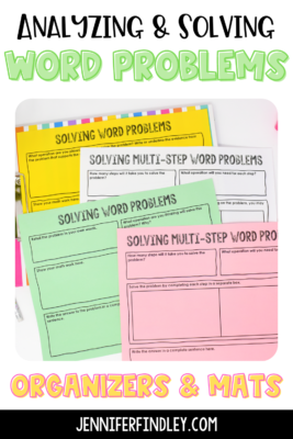 One of my go-to word problem strategies to help my students comprehend and solve word problems involves using graphic organizers or mats. Read more and grab free versions of different organizers on this post.