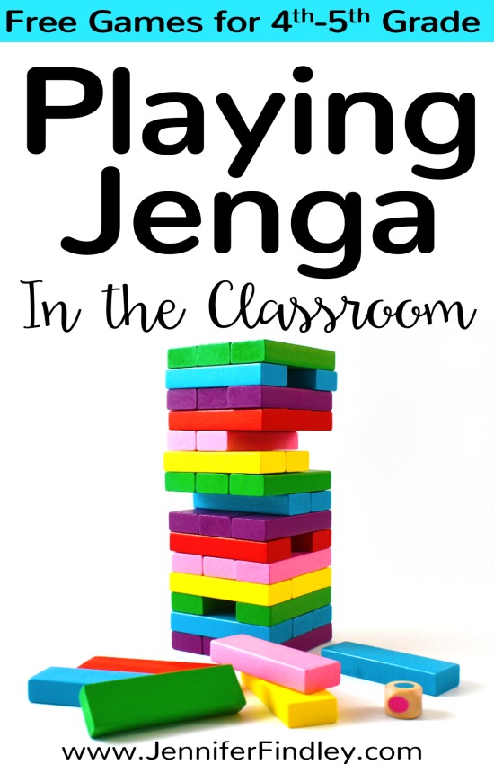 Incorporating Jenga in the classroom made easy with the FREE printable games linked in this collection of Jenga games for 4th and 5th graders!