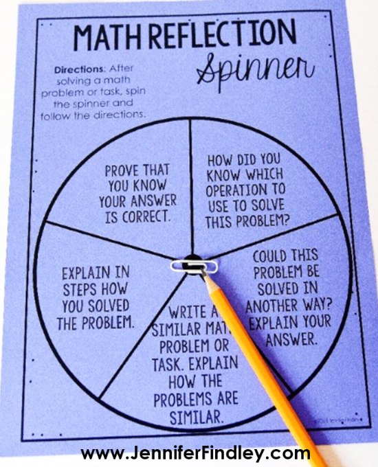 Use this FREE math reflection spinner to get your students writing in math.