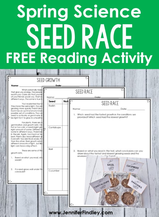Have a seed race this spring! Read more and grab free printables and a reading passage to complete this science activity with your 4th and 5th graders.