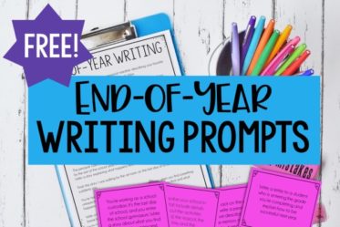 Free writing prompts for the end of the year! These end of year writing prompts make perfect whole group writing activities, writing centers, writing warmups, or independent writing the final month of school.