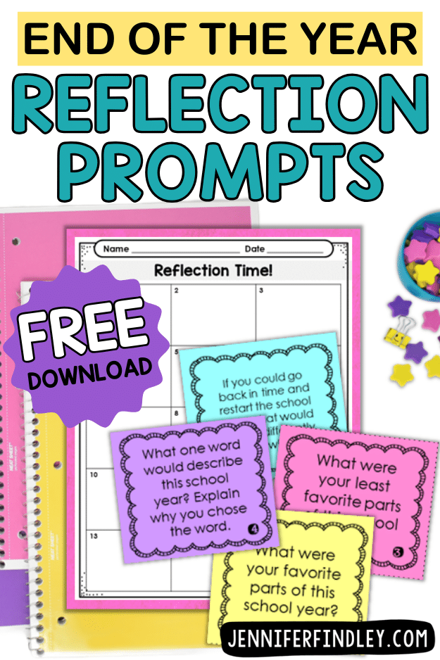 FREE end of year reflection activity for grades 3-5! Use the reflection questions to have your students reflect on the school year and set goals for the next year.