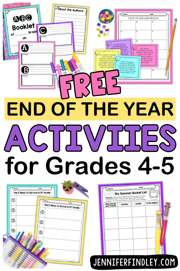 Free end of the year activities for 4th and 5th graders! Grab a few end of year freebies on this post to fill those last few weeks of school and keep your students engaged!