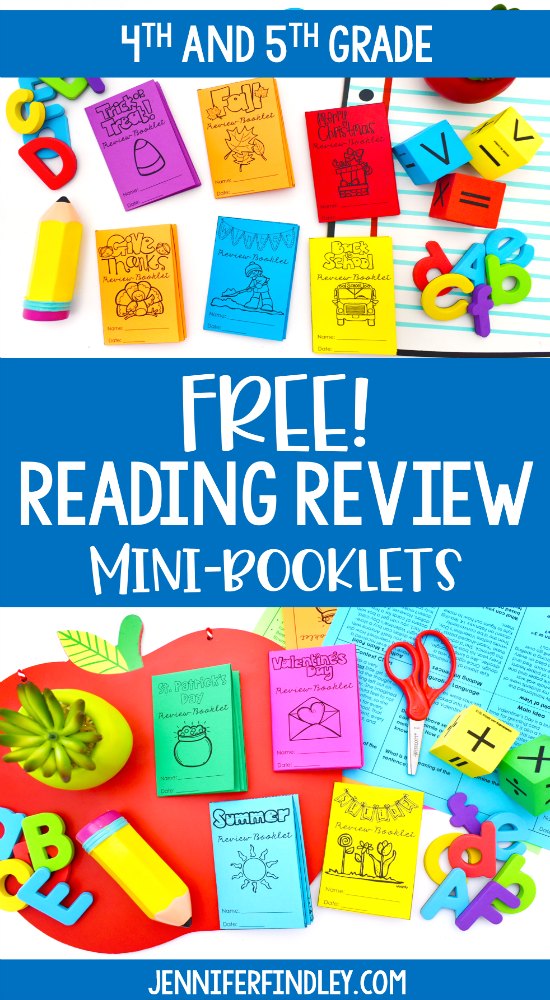 FREE seasonal and holiday reading review mini-booklets for 4th and 5th grade. The novelty and engaging themes will keep your students engaged as you review key reading skills in bite-sized chunks!