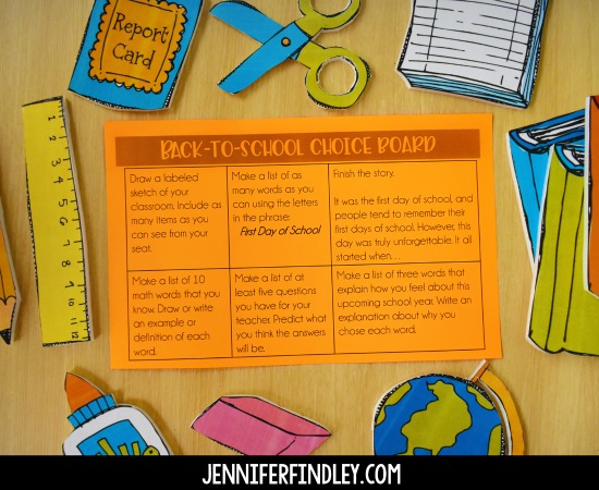 Free back to school choice board of activities for the first day of school! Worried about what to have the students do when they come in on the first day? Grab some free first day of school activities for morning work on this post!