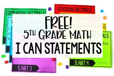 FREE 5th Grade Math I Can Statements! Download free I Can Statements for 5th grade math and read ideas for how to use these in your classroom.