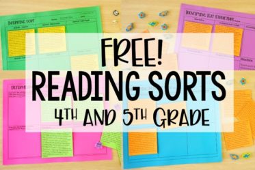 Free reading sorts for grades 4-5 with idea for implementation! These make perfect reading centers, stations, and independent practice reading activiites.