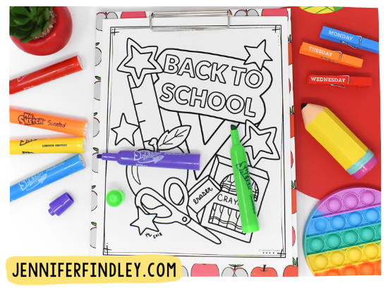 Free back to school coloring page for morning work on the first day of school! Worried about what to have the students do when they come in on the first day? Grab some free first day of school activities for morning work on this post!