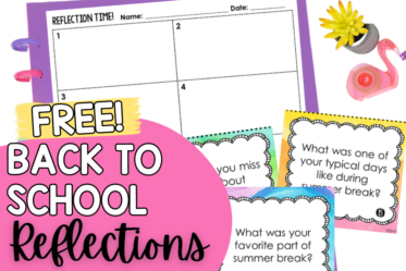 Free back-to-school reflection activity! Use these free back to school reflection questions to have students share and discuss summer break memories, set goals for the upcoming year, and share their beginning of the year thoughts and feelings.